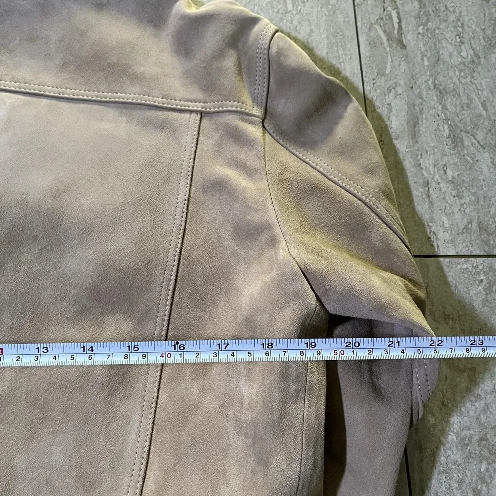 G For Innerthought Jacket Mens Large Beige Suede Leather Biker Snap Front